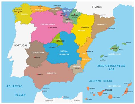 Map of Spain   Guide of the World