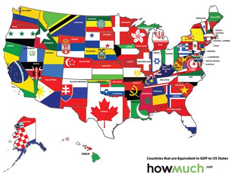 Map of the US redrawn as if the states were countries with ...