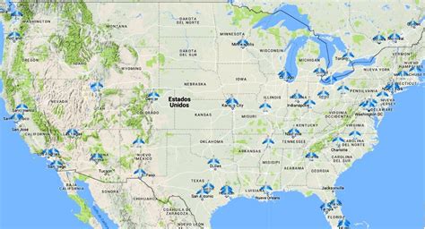 Mapa aeropuertos de Estados Unidos   Mapa de Estados Unidos