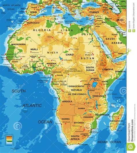 Mapa África físico ilustración del vector. Ilustración de ...