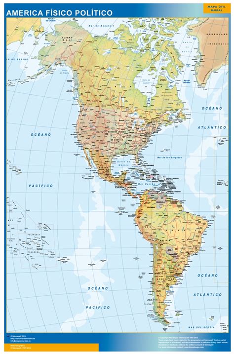 Mapa América Físico Político | Mapas Posters Mundo y España