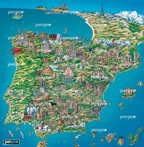 Mapa Artístico de España, Mapa de España, Mapa Artístico ...