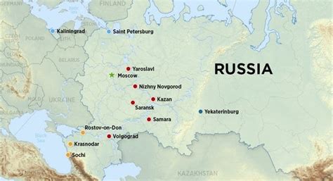 Mapa con las sedes del Mundial de Rusia 2018   Mundial de ...