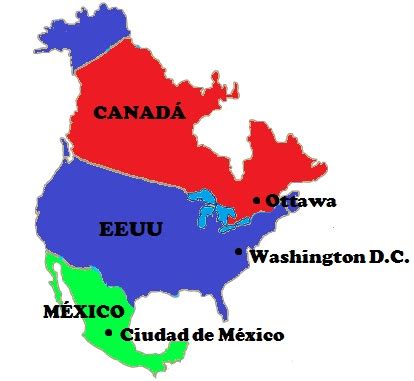 Mapa con los países y capitales de América del Norte ...