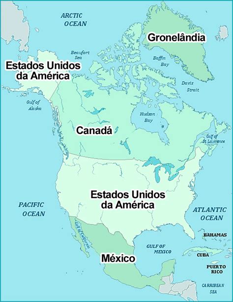 Mapa da América do Norte, Mapa Continente Americano
