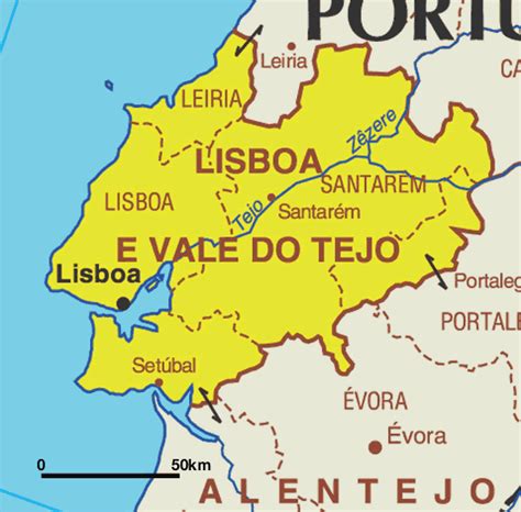 Mapa da Região de Lisboa e Vale do Tejo, Portugal
