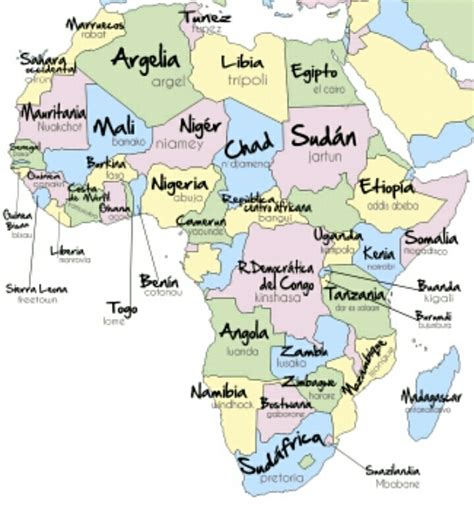 mapa de africa con paises y capitales , muchas gracias ...