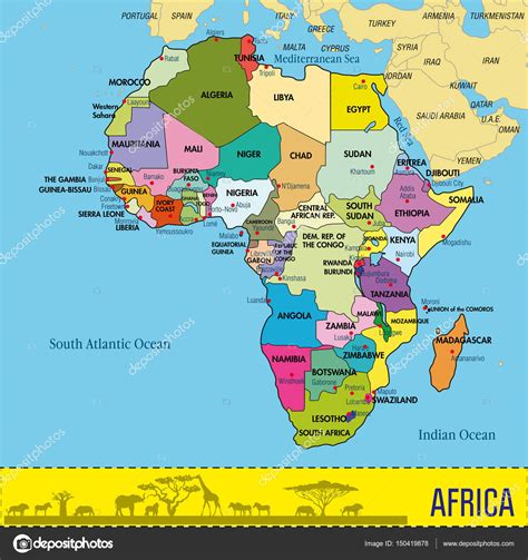 Mapa de África con todos los países y sus capitales ...