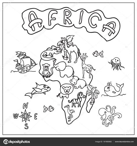 Mapa de Africa continente los niños página para colorear ...