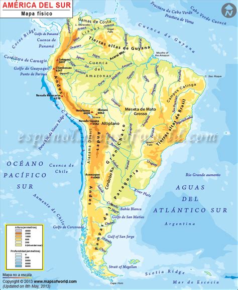 Mapa de America del Sur   Mapa Físico, Geográfico ...