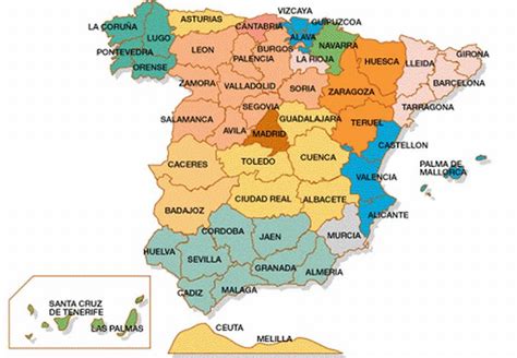 mapa de autonomias y provincias de España – Breve Historia ...