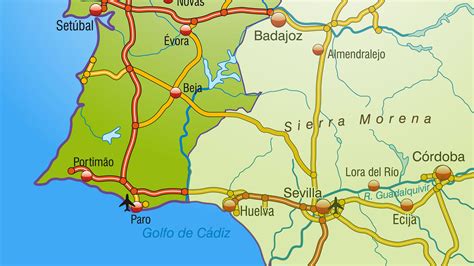 Mapa de autovías de Portugal: zona sur