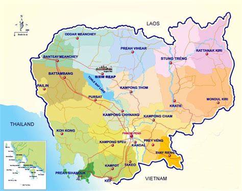 Mapa de Camboya   Mapas principales destinos turisticos de ...