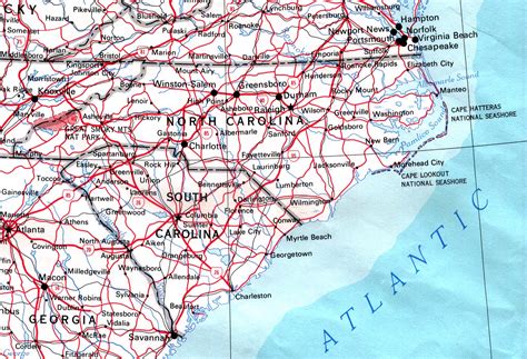 Mapa de Carreteras de Carolina del Norte, Estados Unidos ...