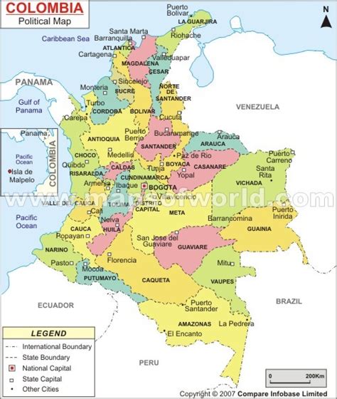 Mapa de colombia con sus capitales y departamentos   Imagui