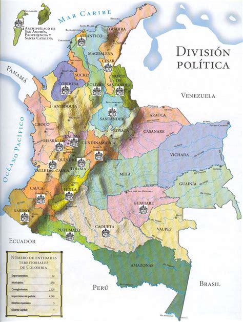Mapa de Colombia con sus límites   Mapa Físico, Geográfico ...