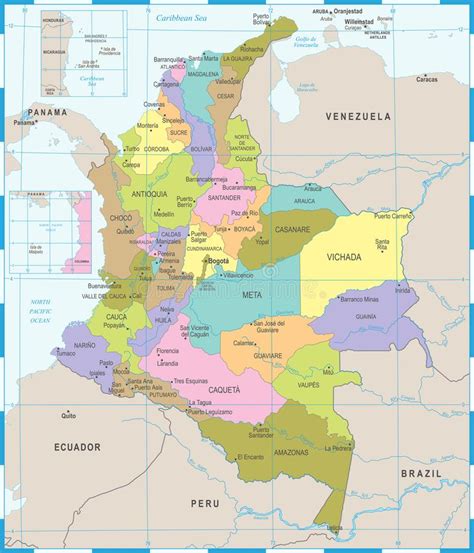 Mapa De Colombia   Ejemplo Detallado Del Vector Stock de ...