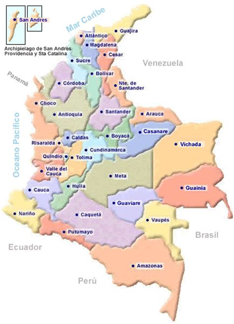 Mapa De Colombia Y Sus Ciudades