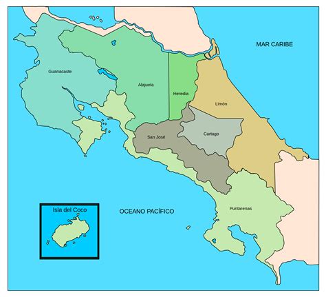 Mapa De Costa Rica Con Sus Departamentos