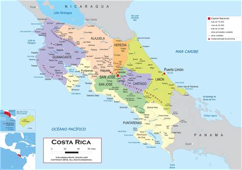 Mapa de Costa Rica   Mapa Físico, Geográfico, Político ...
