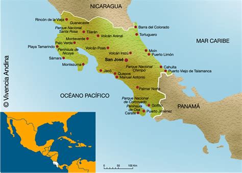 Mapa de Costa Rica   Vivencia Andina