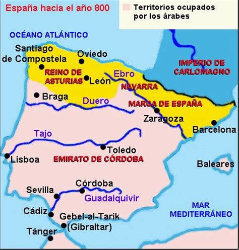 >Mapa de España en el año 800, España en el siglo IX