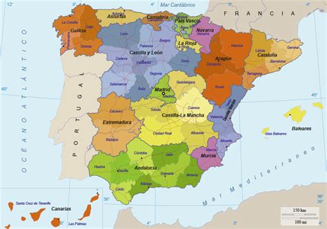 Mapa de España: Provincias y comunidades, así como su ...