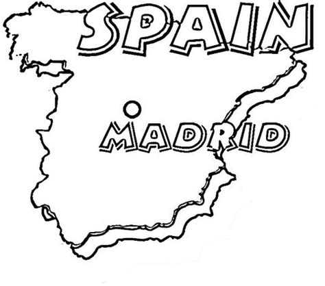 Mapa de España. Su capital es Madrid. Dibujo para colorear ...