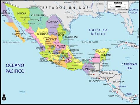 Mapa de Estados Mexicanos Mexico