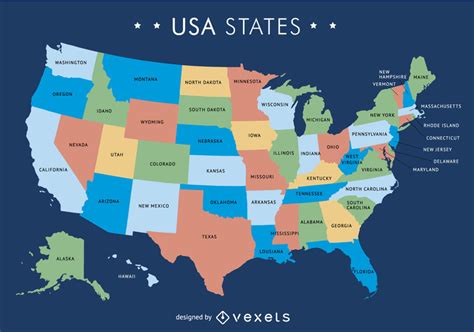 Mapa de Estados Unidos con estados   Descargar vector
