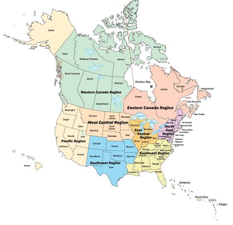 Mapa de Estados Unidos y Canadá   Mapa de Estados Unidos