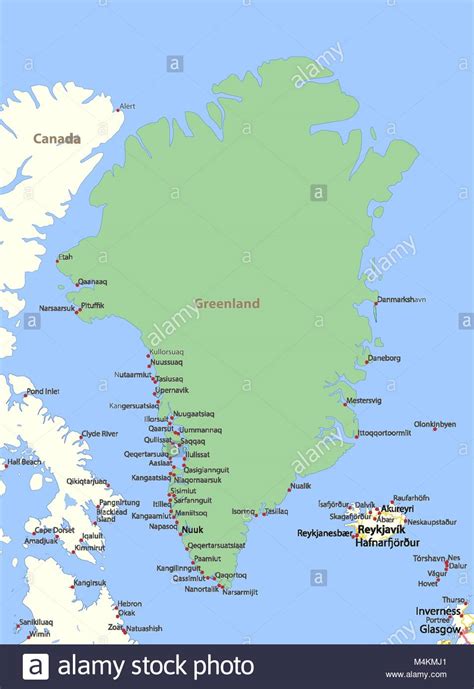 Mapa de Groenlandia. Muestra las fronteras de los países ...