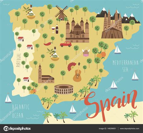 Mapa de ilustración de España — Vector de stock ...
