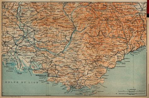 Mapa de la Provenza, Francia 1914   mapa.owje.com