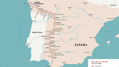 Mapa de la Vía de la Plata  Camino de Santiago