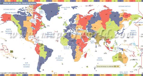 Mapa de la Zona Horaria Mundial   Zonas horarias de todos ...
