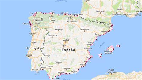 Mapa de las playas nudistas de España 2017