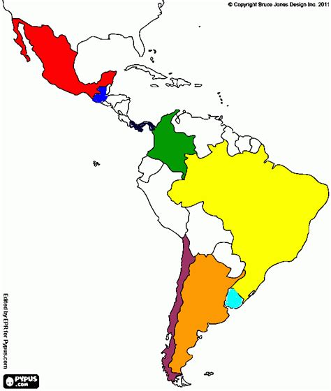 mapa de latinoa para colorear, mapa de latinoa para imprimir