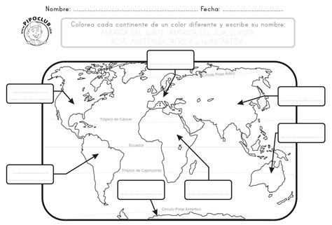 Mapa de los Continentes para Imprimir   Mapa Mundi PDF ...