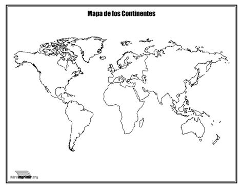 Mapa de los continentes sin nombres para colorear y para ...