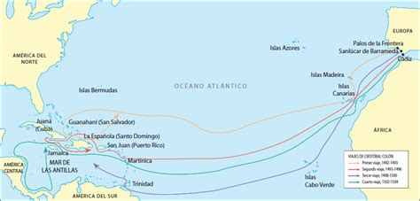 Mapa de los cuatro viajes de cristobal colon   Imagui