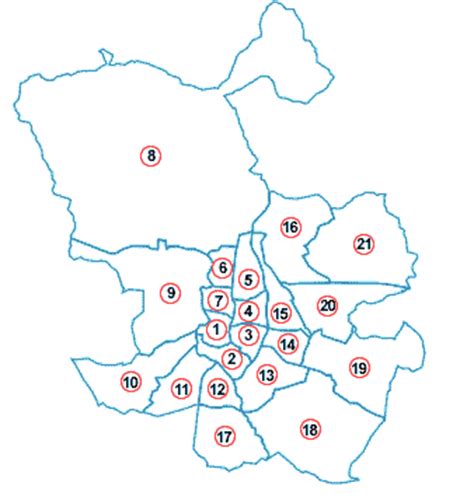 Mapa de los distritos de la Ciudad de Madrid