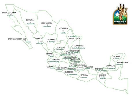Mapa de México con nombres, capitales y estados | Imágenes ...
