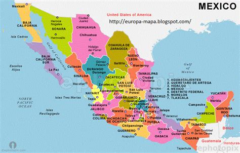 Mapa de México Fisico Ciudad