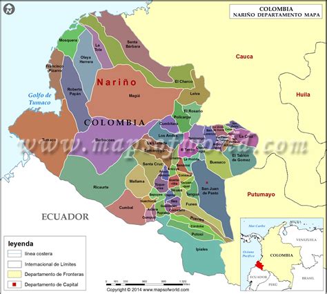 Mapa de Nariño | Departamento de Nariño Colombia