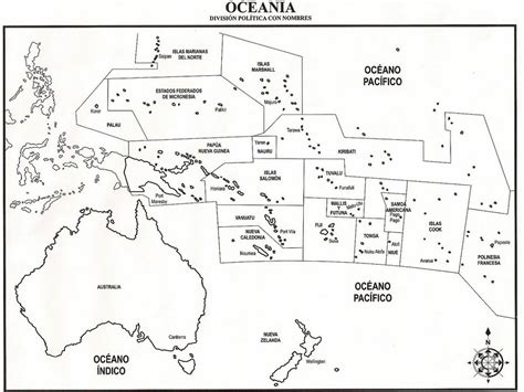 Mapa De Oceania En Blanco