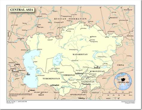 Mapa de países y capitales de Asia Central. Naciones ...
