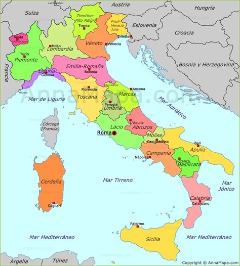 Mapa de Político de Italia   AnnaMapa.com