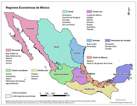 Mapa de regiones económicas de México | DESCARGAR MAPAS
