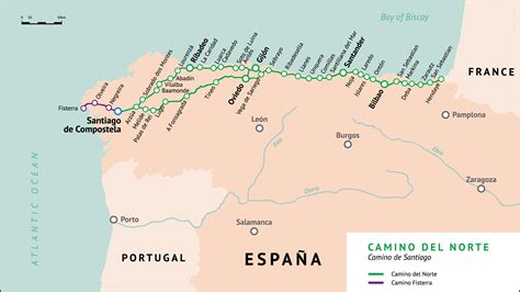 Mapa del Camino del Norte  Camino de Santiago